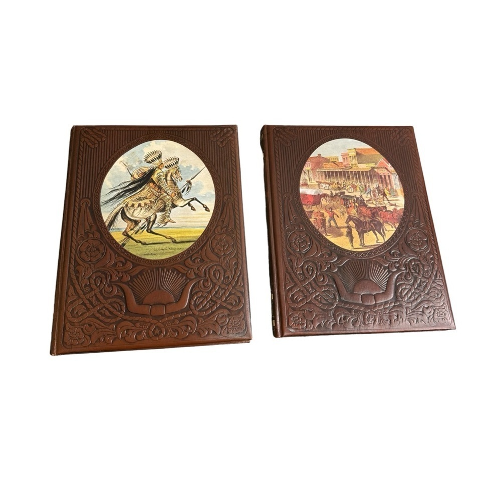 Vintage Lot of 2 TIME-LIFE The Old West Series Leather Hardcover Western Books